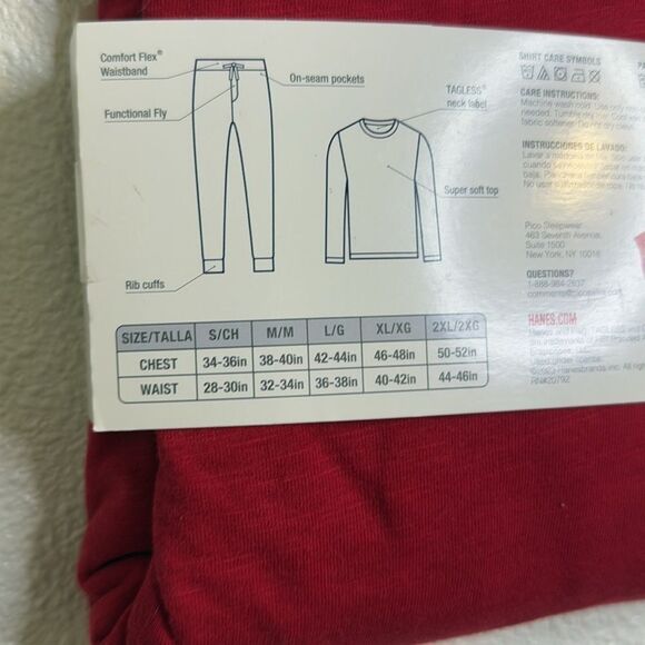 NWT-Hanes-Mens pajama set (red & grey) pullover top and jogger bottom-Size Small - Picture 5 of 6